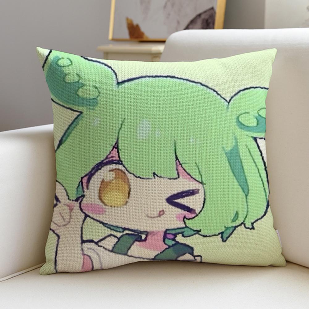 Cute ZZundamon AnimeS Cushion Cover Breathable and skinfriendly linen pillowcase square removable and washable cushion
