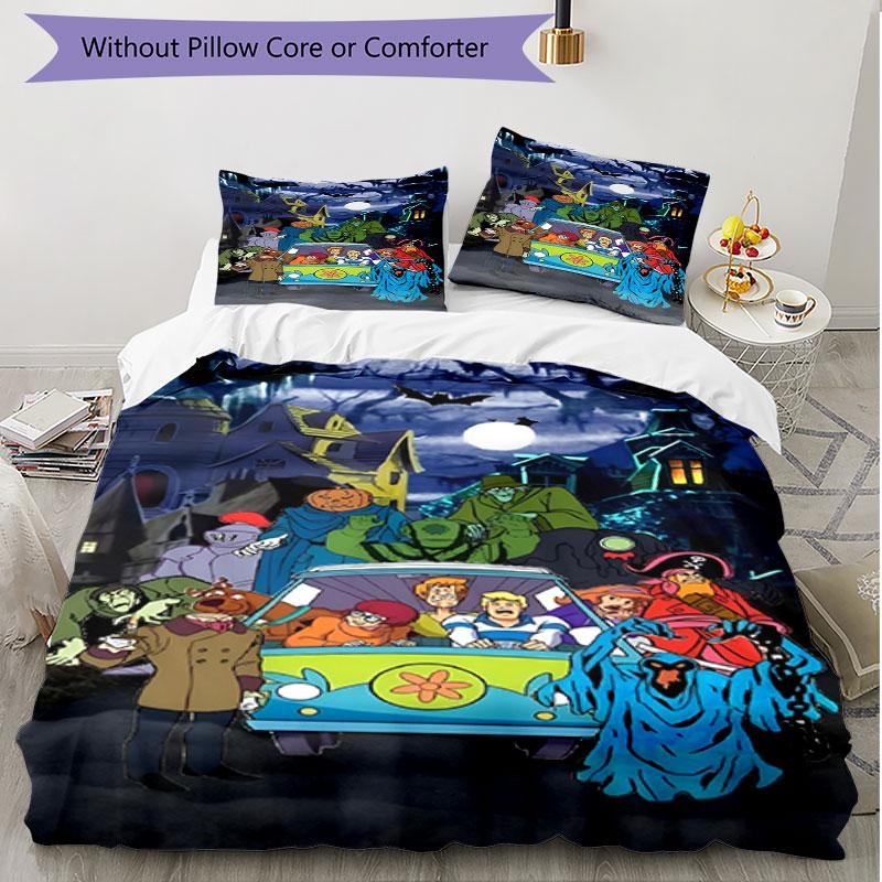 3pcs Duvet Cover Set (1*Duvet Cover + 2*Pillowcase, Without Core), Scooby Print Soft All‑Season Bedding Set, Home Bedroom Decor Gift