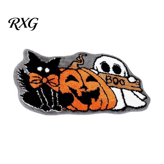 Absorbent Floor Mat for Home Halloween Bath Mat, Non-Slip Fluffy Ghost Rug, Gothic Pumpkin Water-absorbent Entryway Rug Bathroom Washable Area