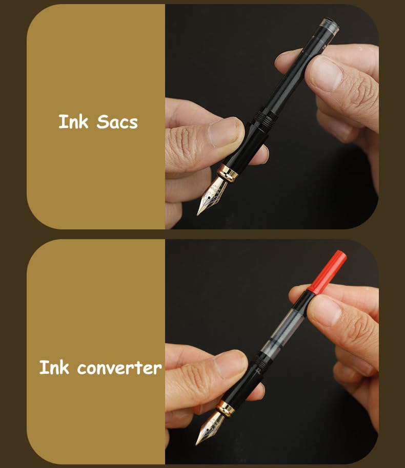 Ranvi Золотой Дракон Красные Кристальные Глаза Подарочная Перьевая Ручка с Тонким Смешанным Набором из 7 Ручек, Конвертер, Перо, Цвета,