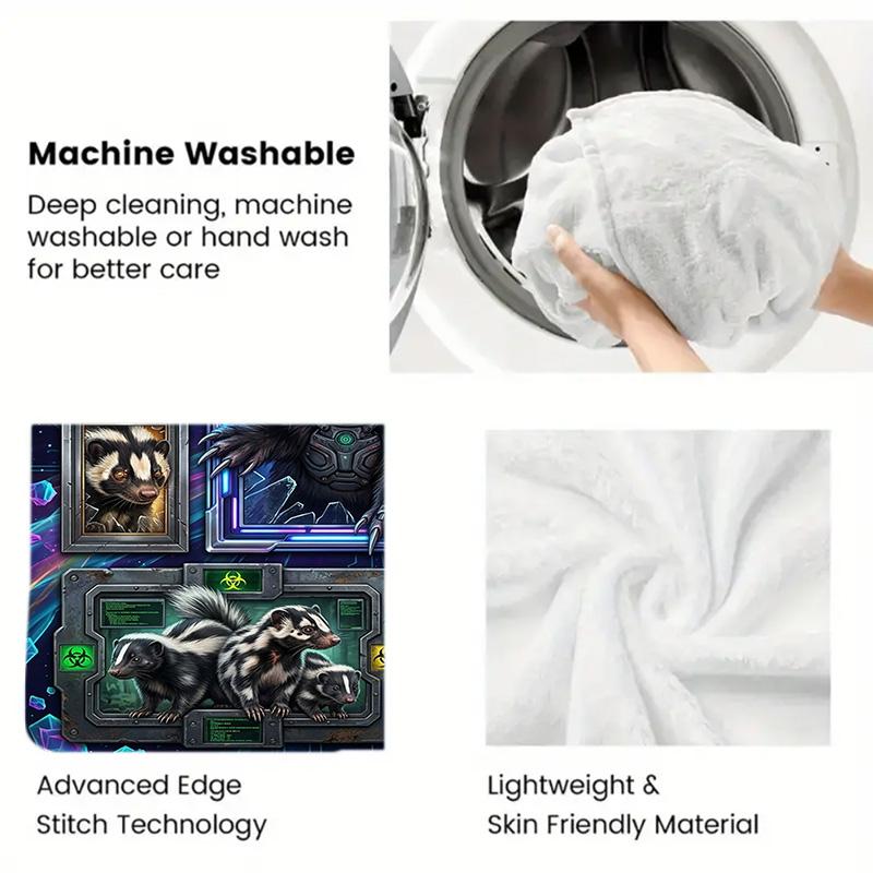 Cybernetic Skunk Collection 2D Flat Pattern Flannel Blanket, High quality All Seasons, Home Decor, Warmth and Comfort, Perfect for Christmas Gifts.