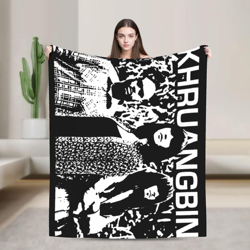 Khruangbin Abstract Mode Flannel Fashion Blanket Rock Band Funny Throw Fashion Blanket for Bedspreads 125*100cm Super Soft