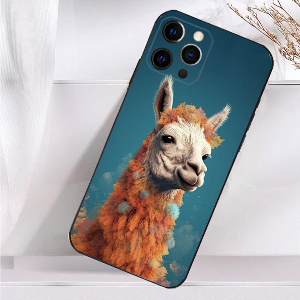 Чехол для телефона Лама Альпака для iPhone 16,15,14,13,12,11 Plus,Pro Max,XS,X,XR,SE,Mini,8,7 Мягкий Силиконовый Черный Чехол