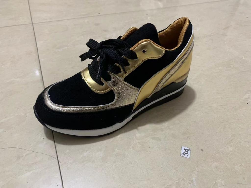 Thick Soled Women's Shoes, Color Blocked Spring Flat Casual Shoes, Sequined Wedge Heel Breathable Sports Shoes