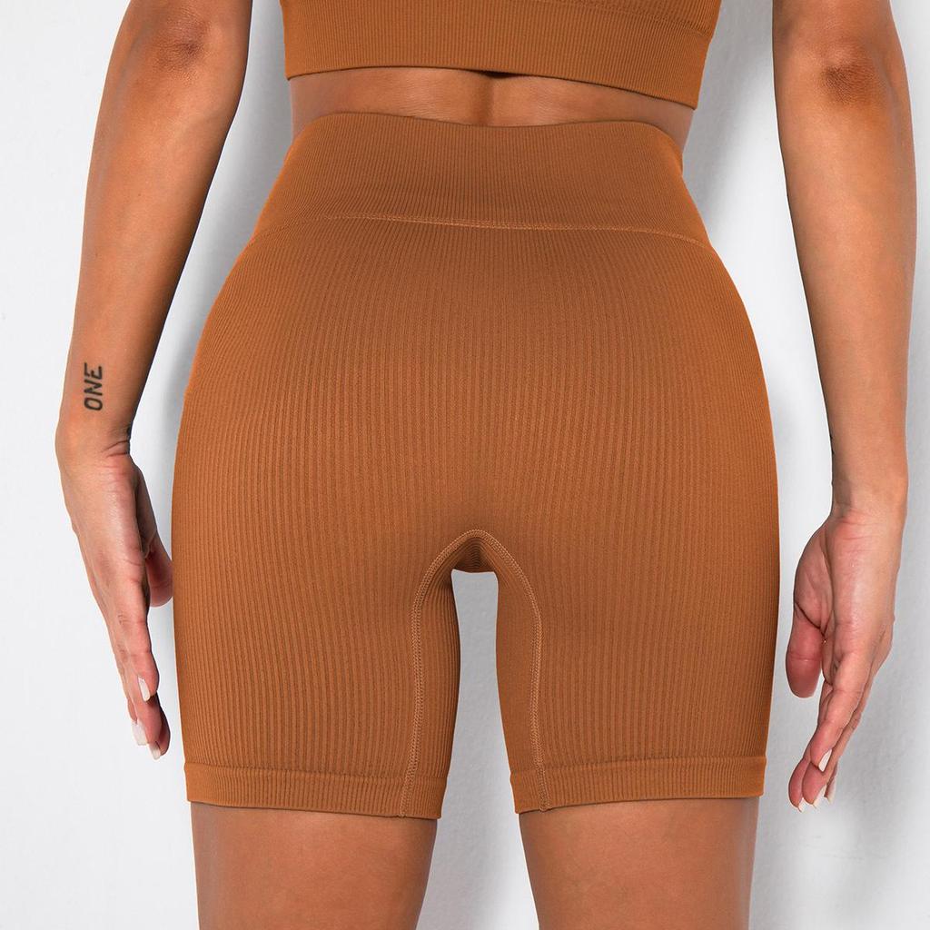 Women's High Waist Ribbed Yoga Shorts - Seamless, Quick-Dry, Butt-Lifting Fitness Wear