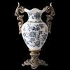 Light Luxury American Retro Blue-and-White Ceramic Floor Vase