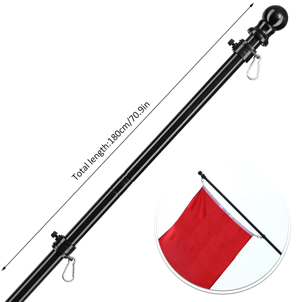 American Flag Poles 1.8M Telescopic Flag Pole with 360 Rotating Rings Adjustable Length Flag Pole Holder for Porch Boat Truck