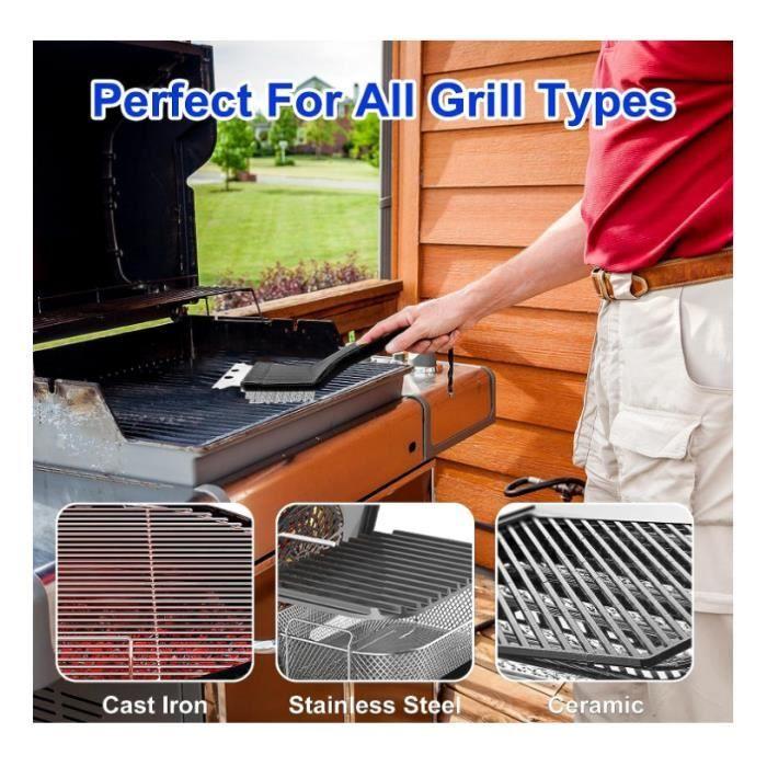 Barbecue Cleaning Brush - 3 Pieces - Stainless Steel - 3 In 1 - Rustproof - Durable