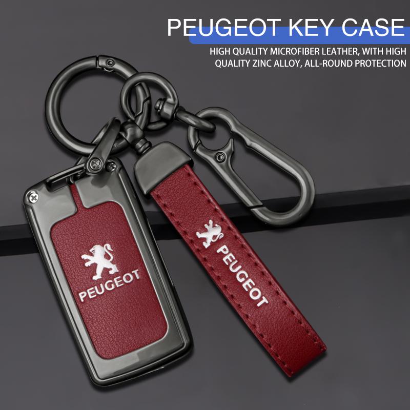Zine Alloy Car Key Case Key Bag Shell Cover Protector Fob For Peugeot 107 307 308 407 607 3008 5008 Keychain Styling Accessories