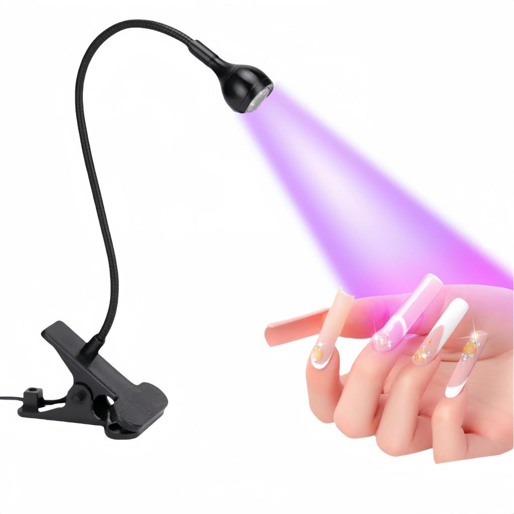 Фиолетовая УФ-лампа для ногтей с гусиной шеей 395 нм для быстрой сушки, отверждения клея и светотерапии, без эффекта черных рук