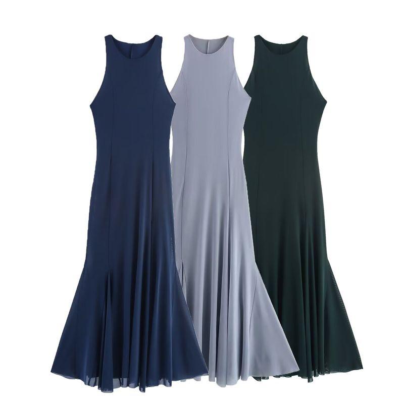 Kaslead New Arrival Women's Clothing Fashion Style Fashion Simple Triangle Cloth Silk Mesh Length Dress 5039830