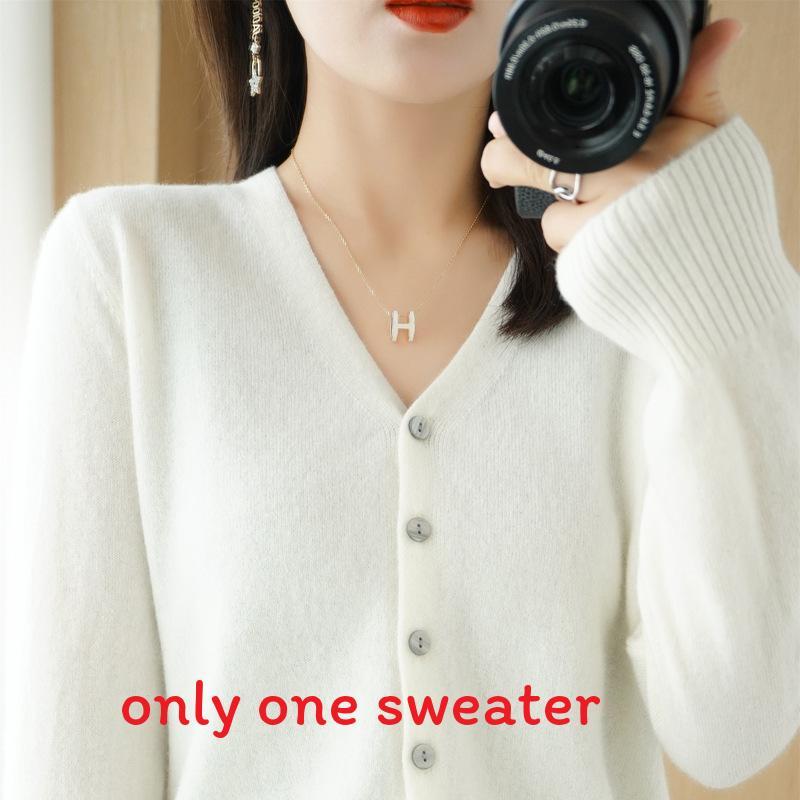 Knit Cardigan For Women With Vneck Long Sleeves Soft Polyester Blend For Casual Wear