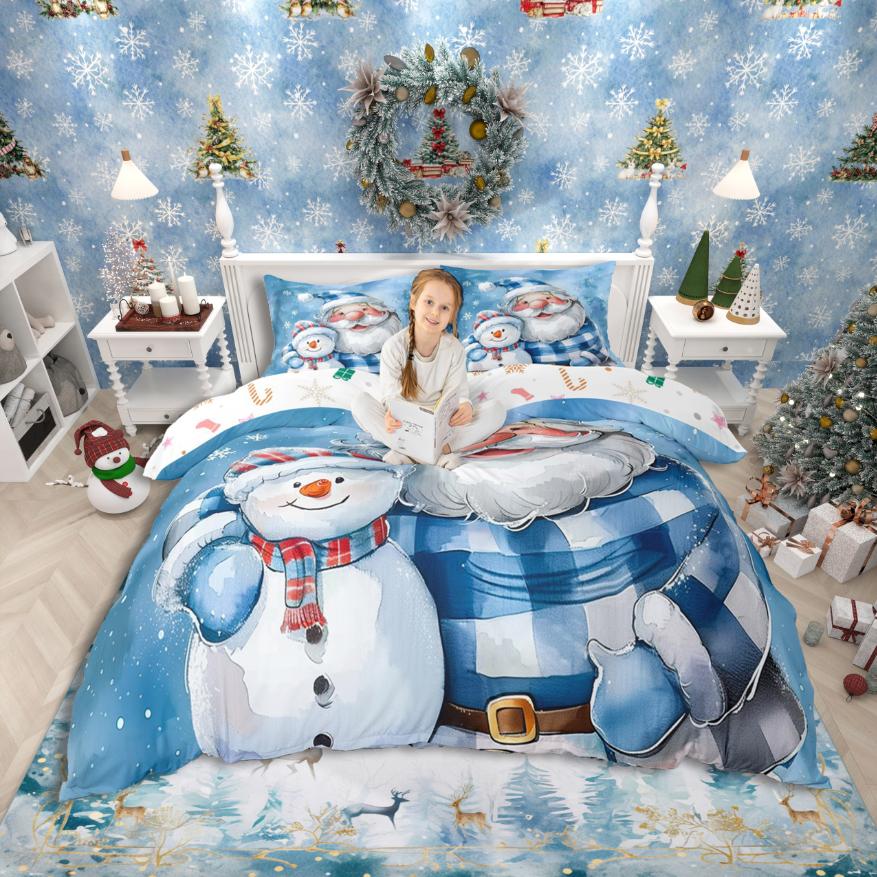 Комплект пододеяльника Homewish Christmas Snowman, Мультяшный комплект постельного белья Санта-Клауса, Счастливого Нового года, Комплект постельного белья для девочек и мальчиков
