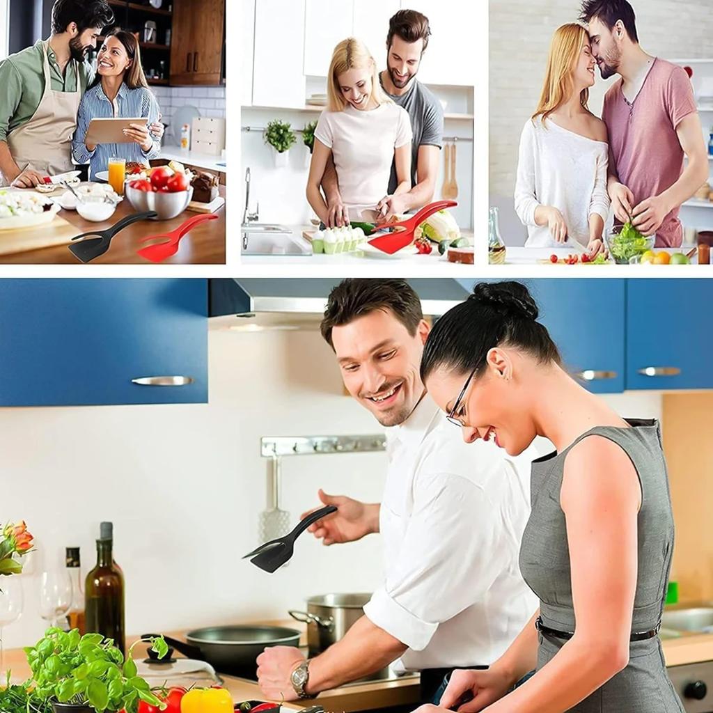 Leeseph 2-в-1 щипцы-лопатки, щипцы для переворачивания яиц, приспособление для приготовления рыбы, блинов, французских тостов, омлета, лопатка для мяса для домашней кухни