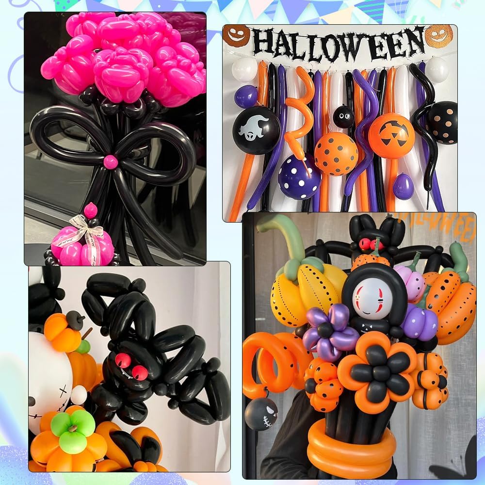 Black Matte Latex Long Balloon Suitable for Holiday Parties, Weddings, Birthdays, Bridal Showers, Holiday Decorations