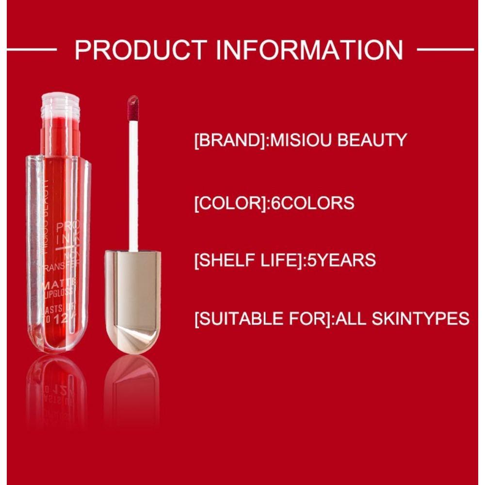 Стойкая увлажняющая, невыцветающая, антипригарная губная помада Misiou Beauty, матовый матовый блеск для губ, подарочный набор из шести предметов