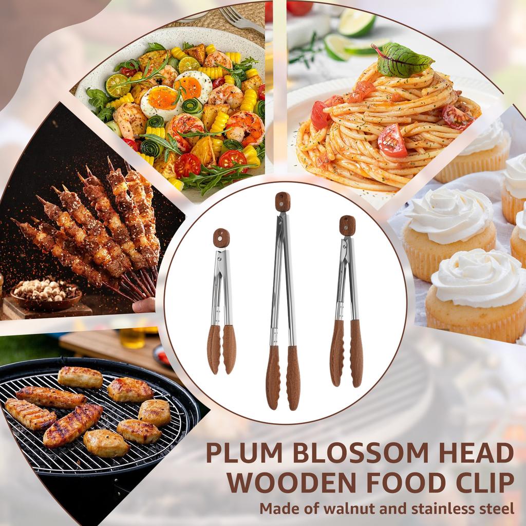 2/3 шт. Кухонные щипцы из орехового дерева, термостойкие, эргономичные, для барбекю, приготовления пищи, кухонные аксессуары