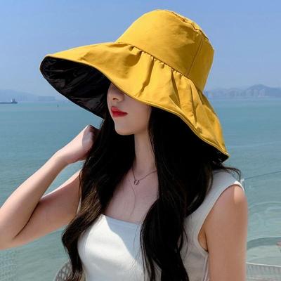 Летняя дорожная шляпа для защиты от солнца Женская Простая Однотонная Для улицы Повседневная Универсальная Широкополая Защита от солнца Рыбацкая кепка Дышащая