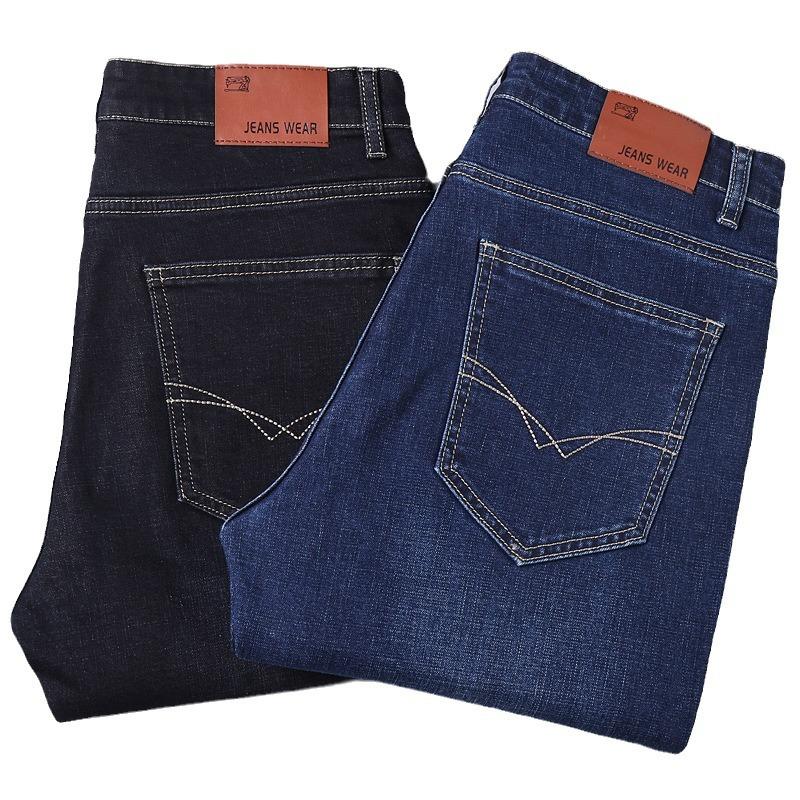 Men's Stretch Straight Jeans Fashion Mid Waist Stretch Casual Long Pants
