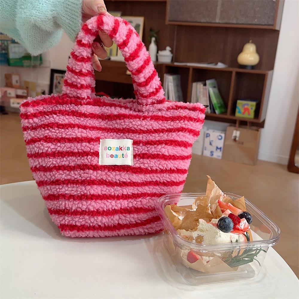 Зимняя мода 2023 Женская плюшевая сумка-тоут в горошек - Милая и стильная для работы или поездок