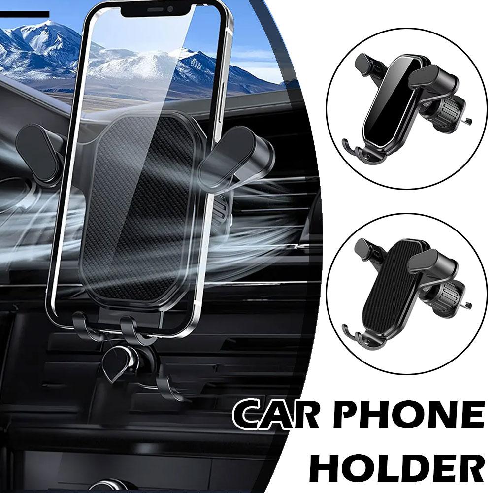 Car Mobile Phone Holder Gravity Lock Fixed Air Outlet Navigation Holder 360 Degree Adjustment Suitable For 4-7in Mobile Pho K3F5