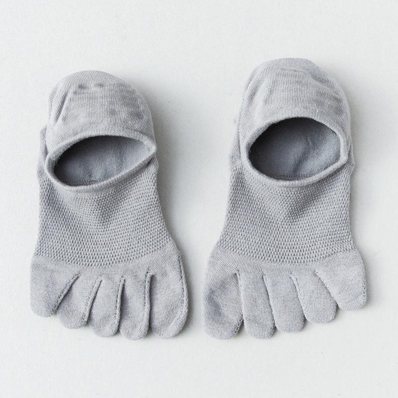 Men's Summer Thin Cotton Five-Finger Socks - Sweat-Absorbent, Non-Slip, Low-Cut, Invisible Mesh Toe Socks