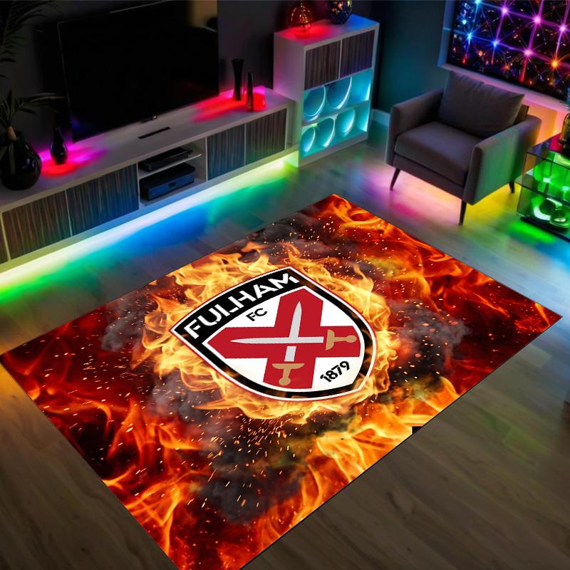 Fulham Football Design Crystal Velvet Carpet Cozy Non?Slip Printed Rug For Bedroom Living Room Entrance