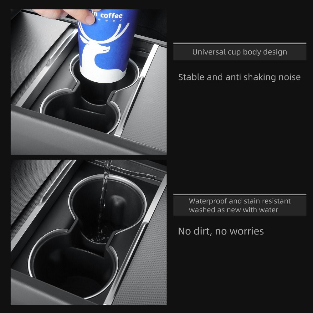 Black Car Cup Holder Rack Stabilizing Cup TPE Water Cup Storage Tray Water Cup Storage