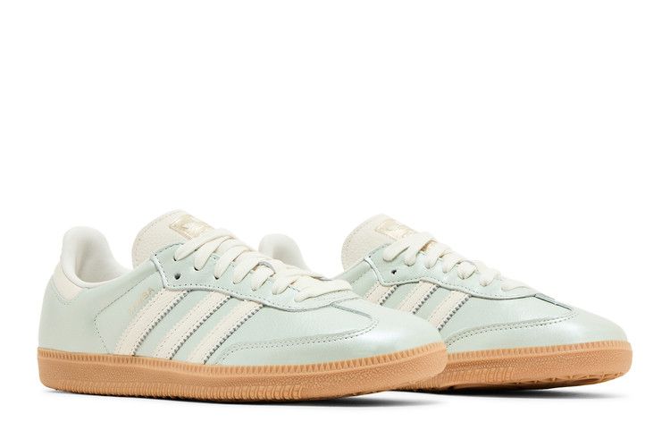 Женские кроссовки adidas Samba OG Linen Green Metallic (Женский) Лен-зеленый металлик/Белый/Кибер-металлик