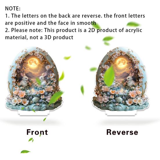 Easter Bunny Table Acrylic Desktop Ornament Spring Bunny Egg Sign 2D Flat Tabletop Centerpiece