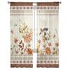 Autumn Plant Flowers Pastoral Style Retro Bedroom Transparent Sheer Curtains Holiday Decoration Window Voile Tulle Curtain