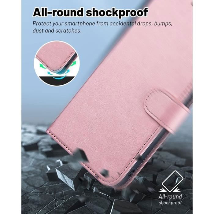 Coque de protection - BOOLING - Folio - Cuir PU Rose - pour Samsung Galaxy A35 5G - Antichoc