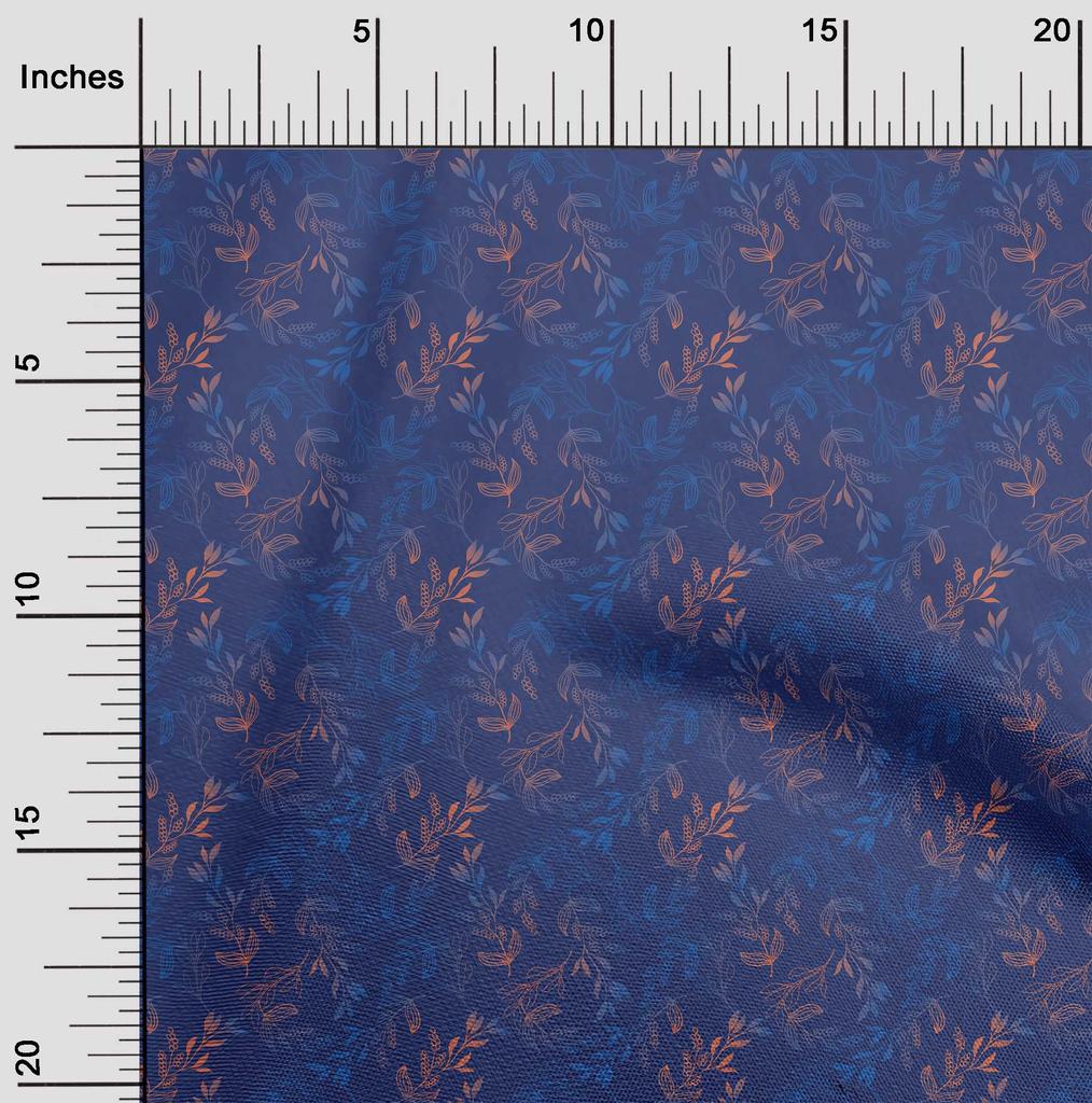 oneOone Cotton Flex Blue Fabric Leaves Sewing Craft Projects Fabric Prints By Yard 40 Inch