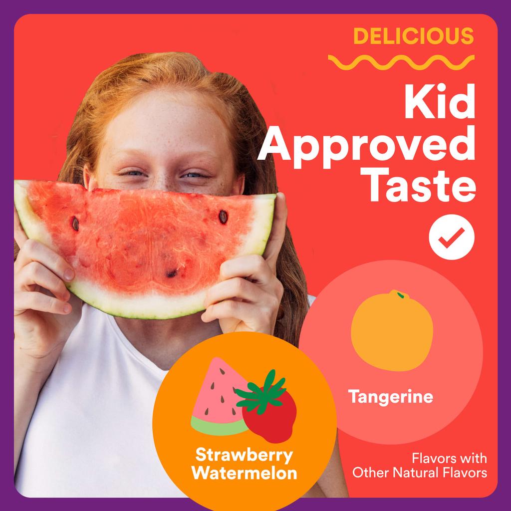 SmartyPants, Kids Plus, Multifunctional & Immunity Gummy Jelly, Strawberry, Watermelon, and Tangerine Flavors, 60 Gummy Jelly Pieces