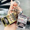 Cartoon Stress Reliever Keychains Coin Operated Games Toy Fruit Slot Machine Mini Lucky Jackpot Kids Adult