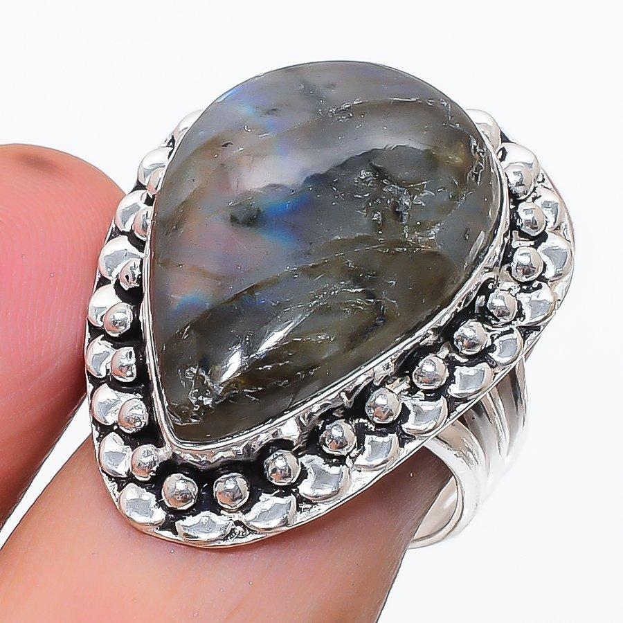 Labradorite Gemstone 925 Sterling Silver Jewelry Ring Size 8