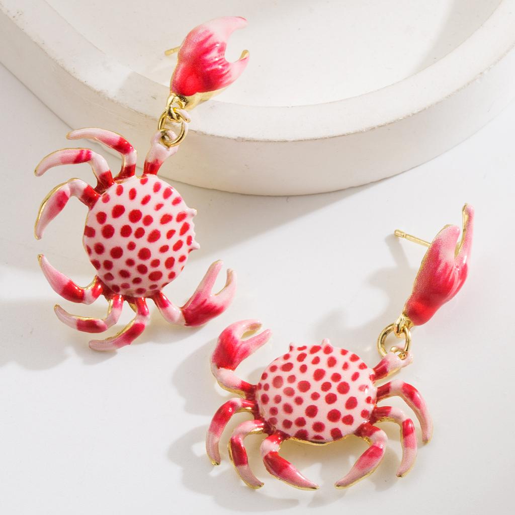 Серьги из океанической серии для женщин, модные серьги с бриллиантами в виде лобстера, стрекозы, краба, универсальные серьги-пусеты с серебряной иглой S925