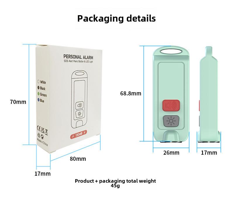 Rechargeable Waterproof Anti-Wolf Personal Alarm Keychain for Female and Child Self-Defense