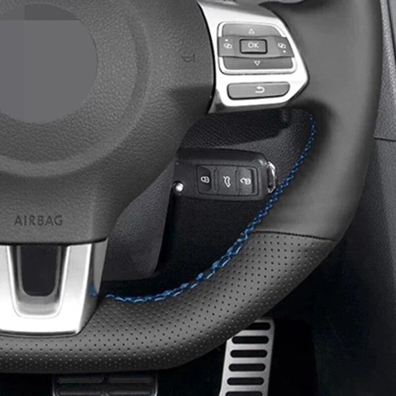 For Volkswagen Golf 6 GTI MK6 VW Polo GTI Scirocco R Passat CC R-Line 2010 Car Steering Wheel Cover Black Artificial Leather