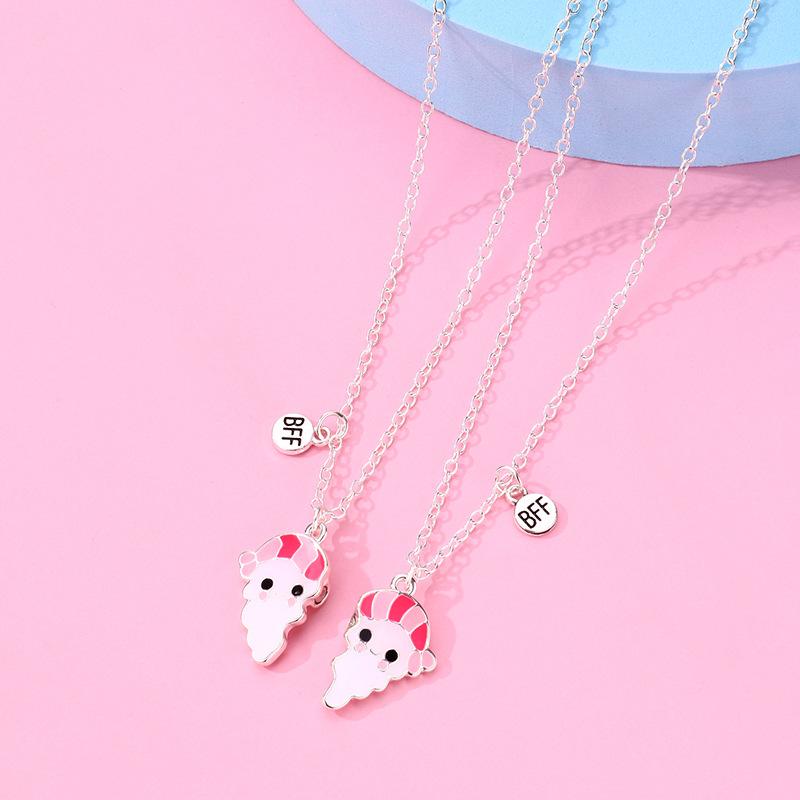 Модный новый магнит притягивает мультяшного человека, подвеска из сплава с капающим маслом, лучший друг, детская пара ожерелье