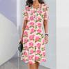 New Women's Dresses Flower Printed Summer Vacation Elegant Dress Feamle Short Sleeve Dresses Fashion Oversized Clothes