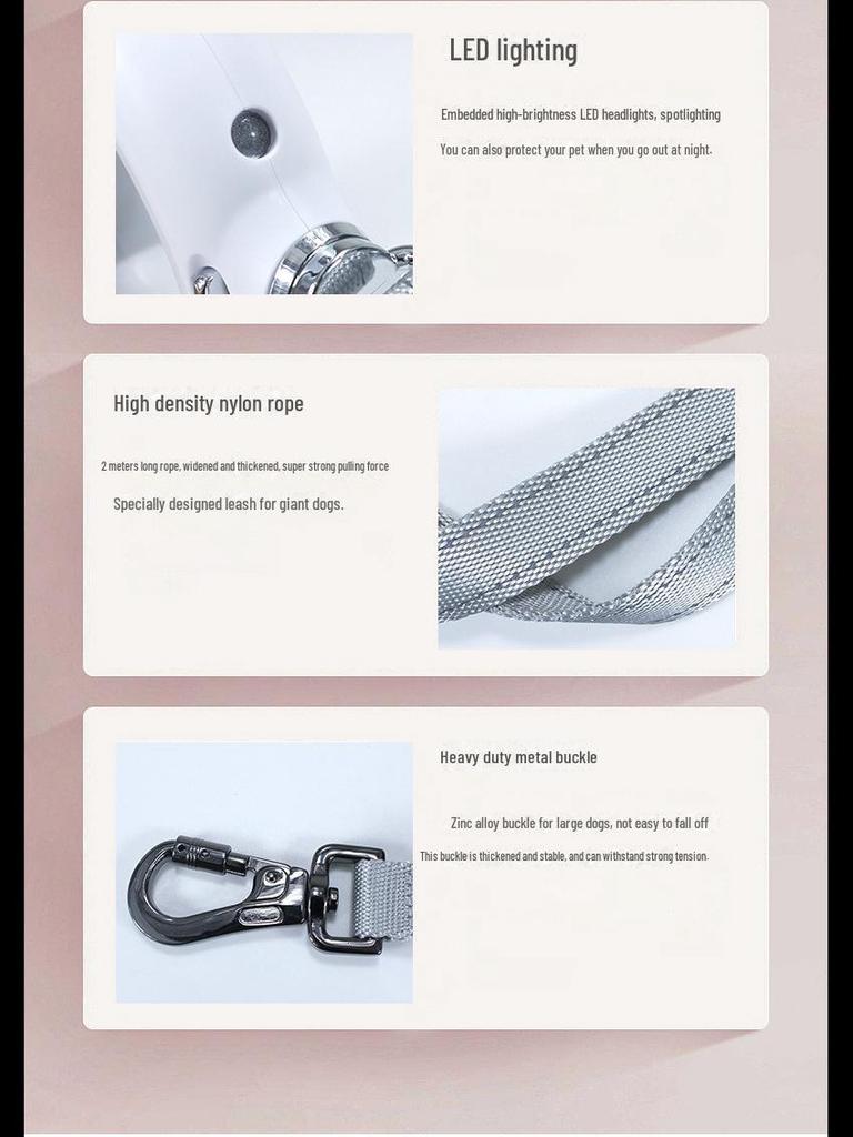 Светодиодный выдвижной цветной светящийся поводок для собак средних и крупных пород