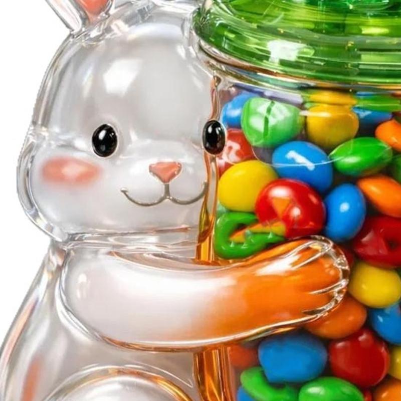 Functional Glass Clear Candy Jar With Easter Rabbit Chick Eggs Sculpture For Storing Sweets And Enhancing Table Setting