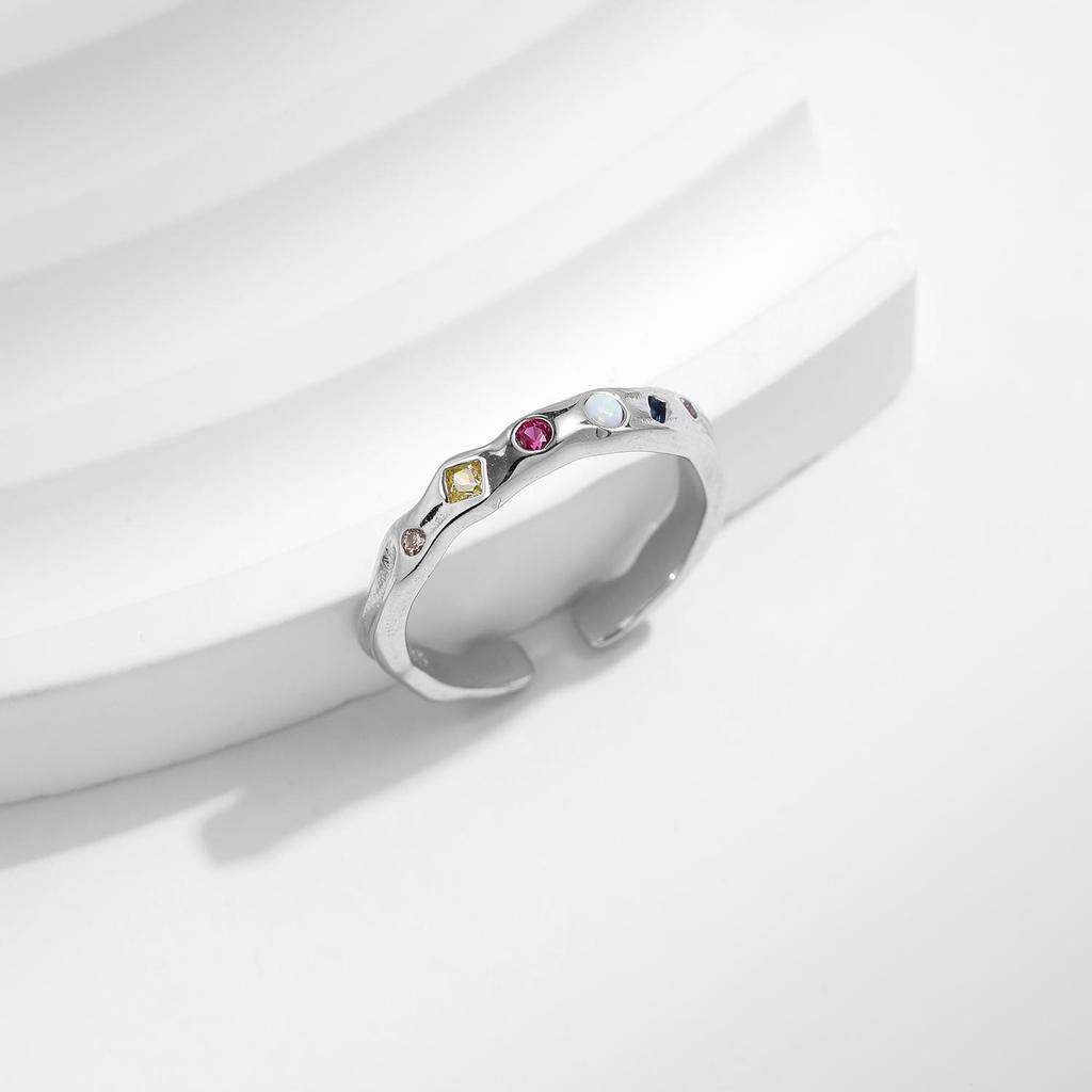 Модиан из стерлингового серебра 925 пробы, модное цветное кольцо с цирконием, нерегулярное регулируемое кольцо, оригинальный дизайн, ювелирные изделия, подарок для женщин, вечерние