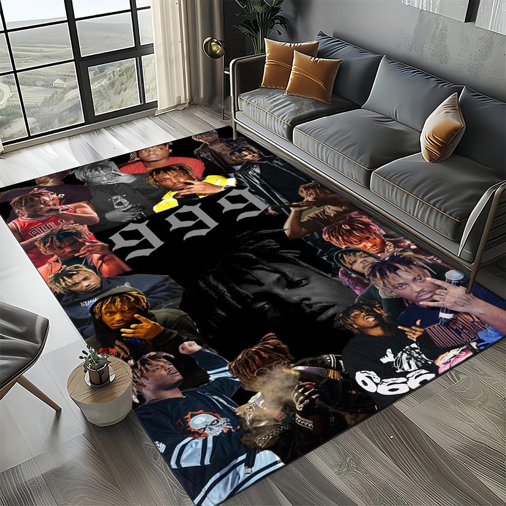 3D Print Juice WRLD 999 Legend Rapper Album Carpet Rug for Living Room Bedroom Home Sofa Decoration,Kids Play Non-slip Floor Mat
