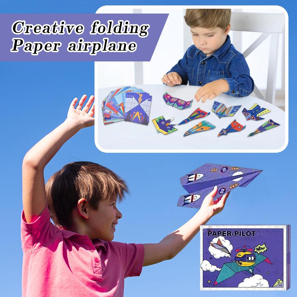 48 Pc DIY Paper Airplane Book, 16 Creative Folding Paper Airplanes, 48 Colorful Sheets, Suitable For Gifts Of 6-12+11 * 8.3 Inches For Boys And Girls