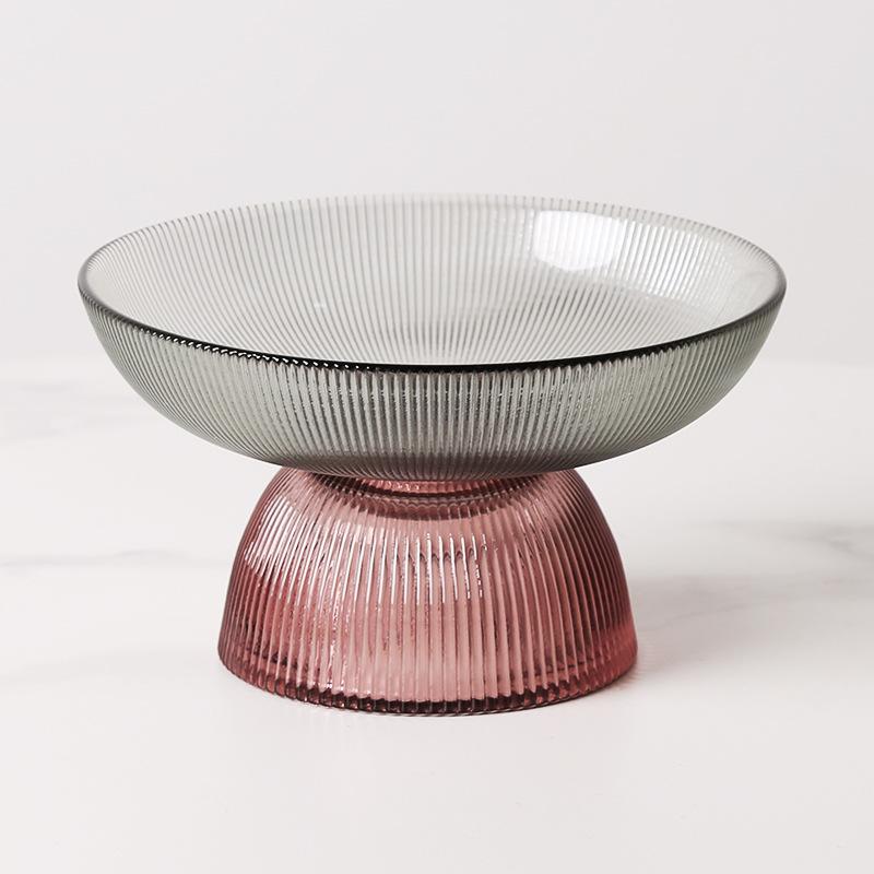 Креативная полосатая стеклянная фруктовая тарелка десертная овсяная салатница украшение для гостиной прозрачная тарелка для хранения конфет и орехов декор