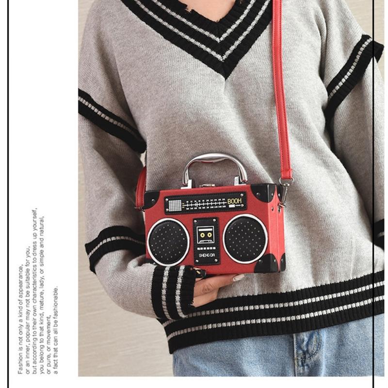 Женская сумка на плечо в форме радио, простая сумка-мессенджер, креативная сумочка и кошелек, вечерняя сумка, сумка кроссбоди из ПУ кожи
