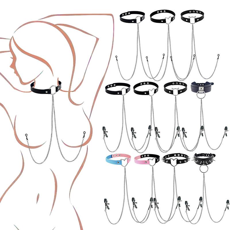 1 шт. Кольцо для соска с колье-чокером в стиле панк, длинная цепочка, штанга для пирсинга сосков, ювелирные изделия