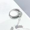 Elegant Openwork 925 Sterling Silver Hetian Jade Cabochon Ring for Men and Women - Light Surface Index Finger Ring